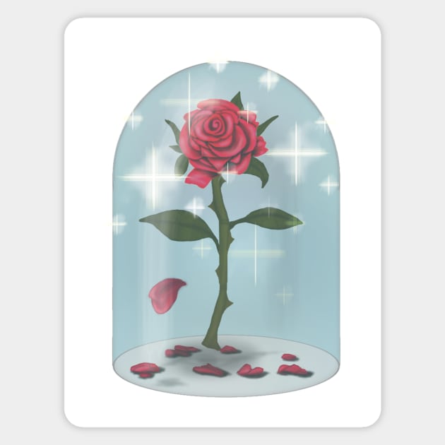 Enchanted Rose - Single Rose Encased Sticker by Kaotik Sketches